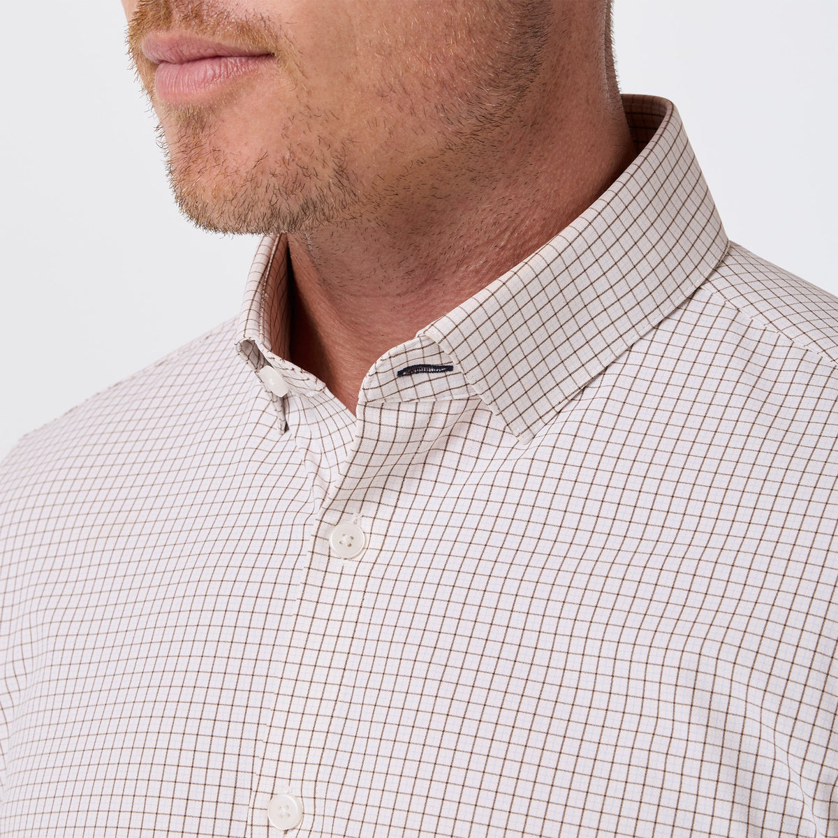 Mizzen+Main Leeward Long Sleeve Dress Shirt in Espresso Filbert Plaid
