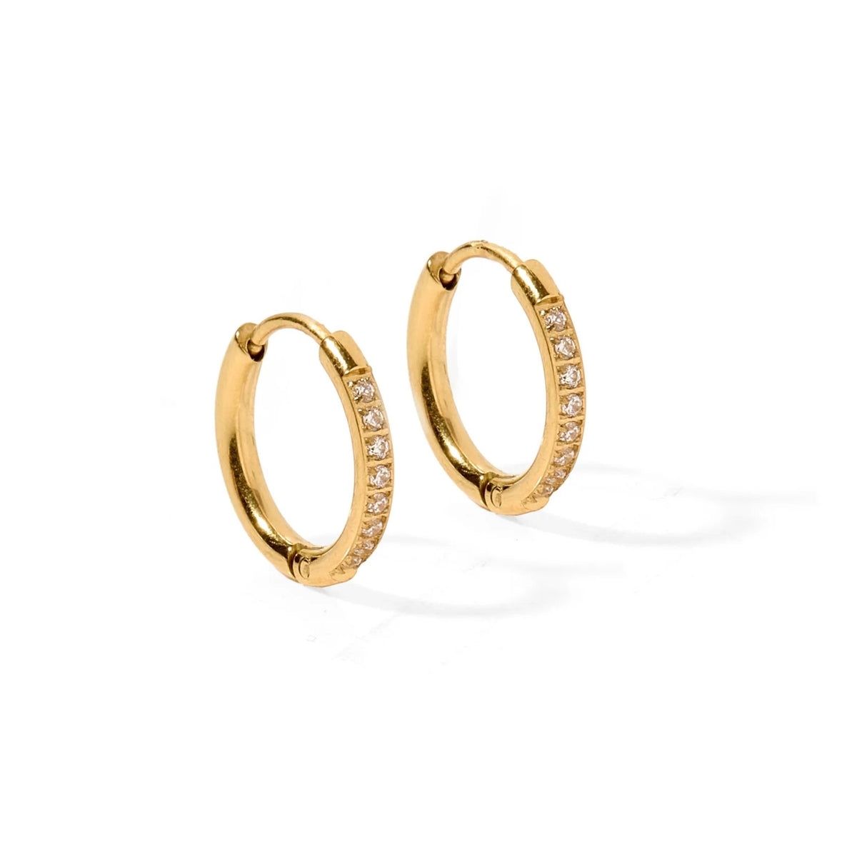 Huggie Earrings - Scarlett Hoop Gold 12Mm Cz
