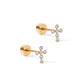 Screwback Stud Earrings - Clara Cross (Gold)