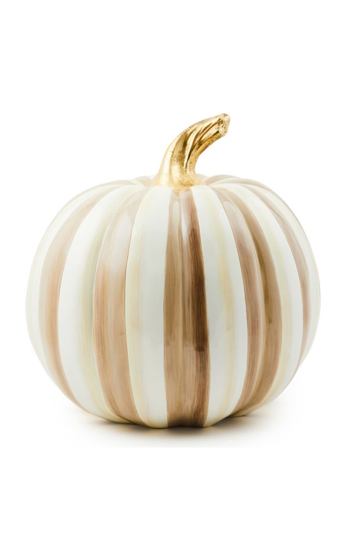 MacKenzie Childs Mocha Stripe Medium Pumpkin