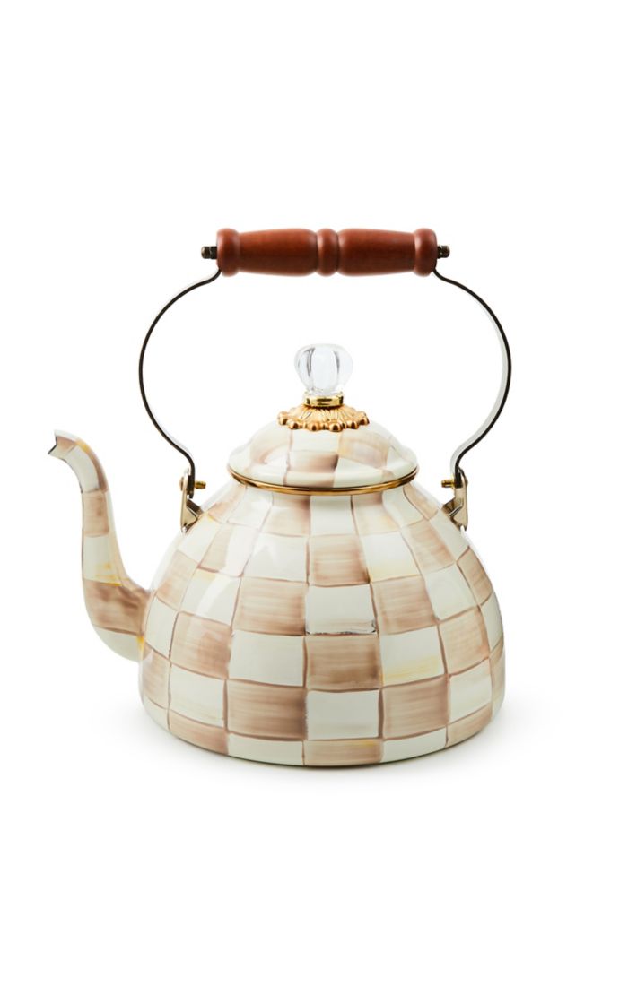 Mocha Check 3 Quart Tea Kettle
