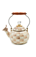 Mocha Check Whistling Tea Kettle