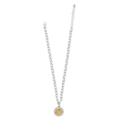 Mosaic Round Two Tone Pendant Necklace