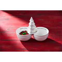 Snack Double Dip Server with a Christmas tree in the middle.