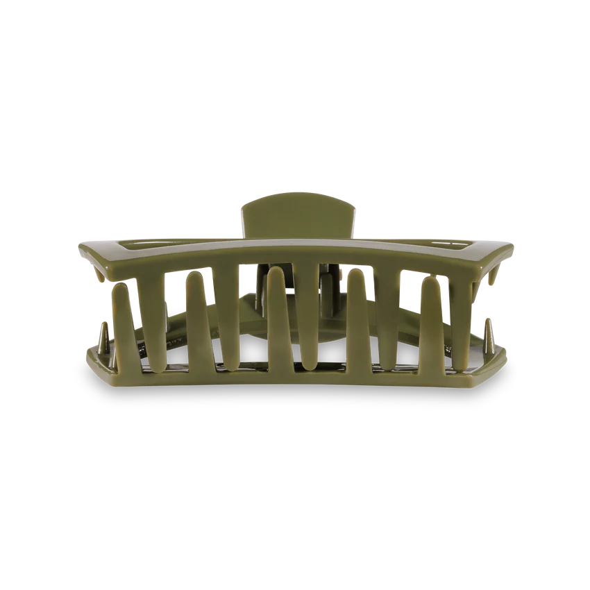 An Open Olive Medium Hair Clip from TELETIES.