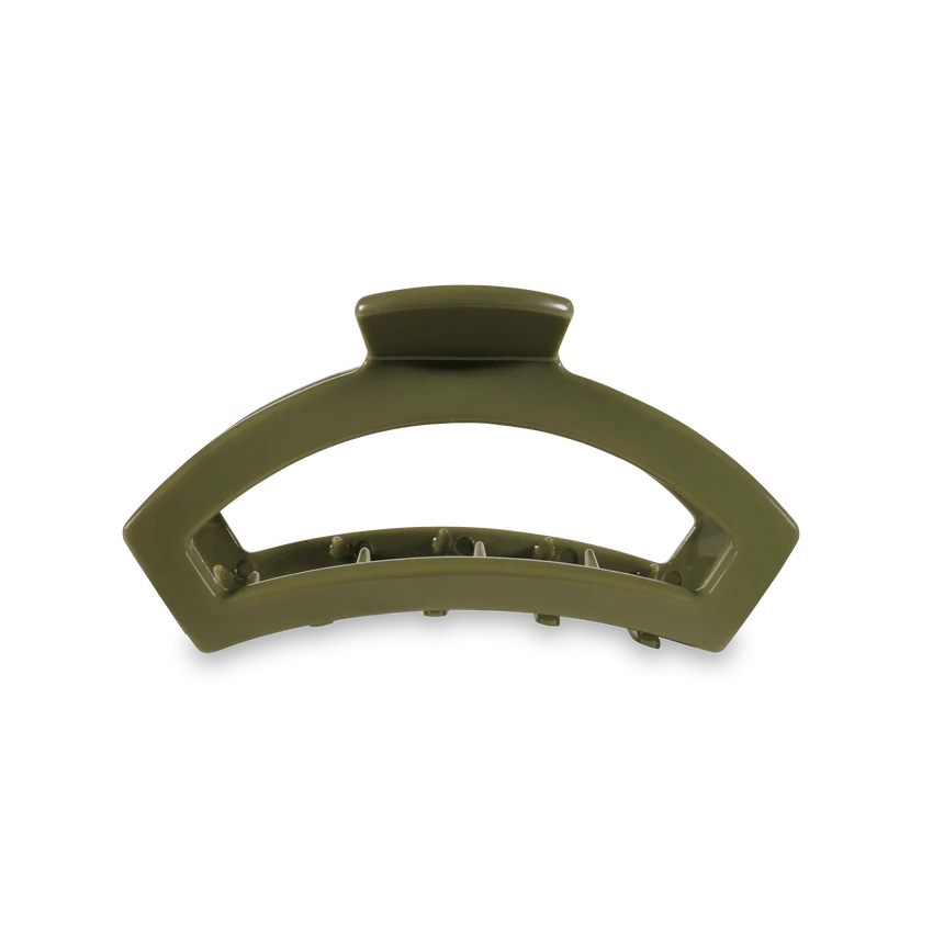 An Open Olive Medium Hair Clip from TELETIES.