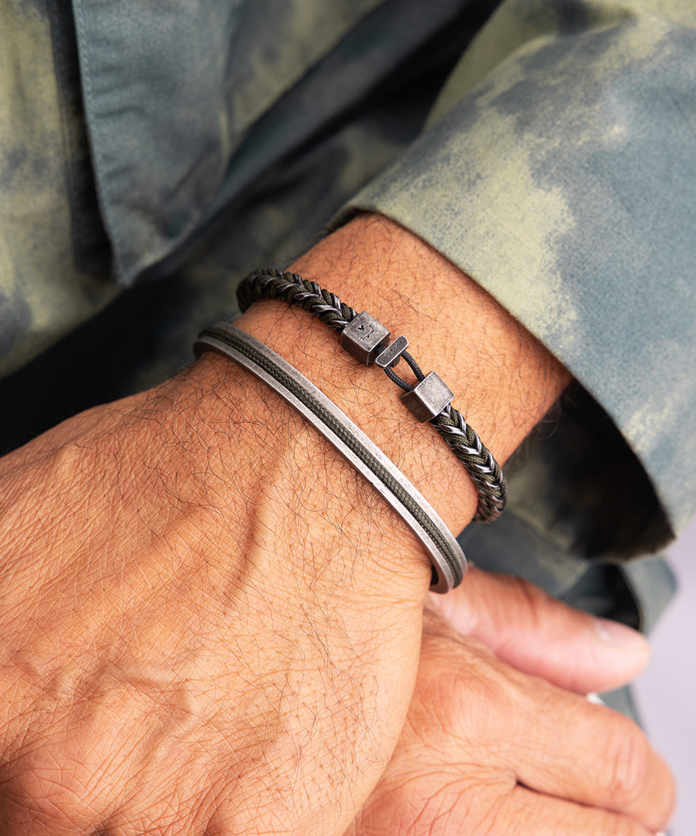 Pig & Hen Catena Foxtail Army Vintage bracelet on wrist (Army | Vintage)