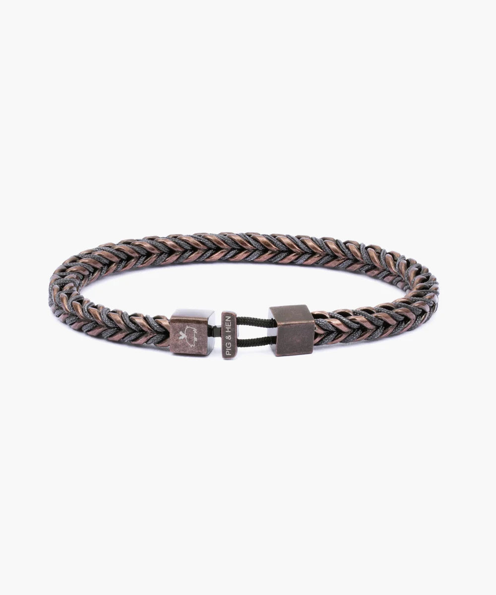 Pig & Hen catena foxtail slate gray bronze bracelet product view (Slate Gray | Bronze)