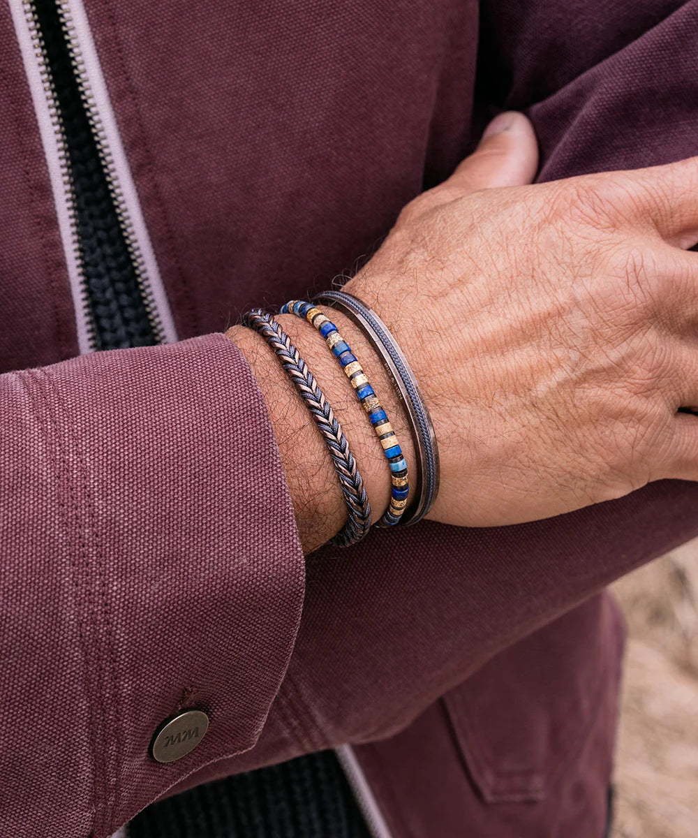 Pig & Hen catena foxtail slate gray bronze bracelet styled on wrist (Slate Gray | Bronze)
