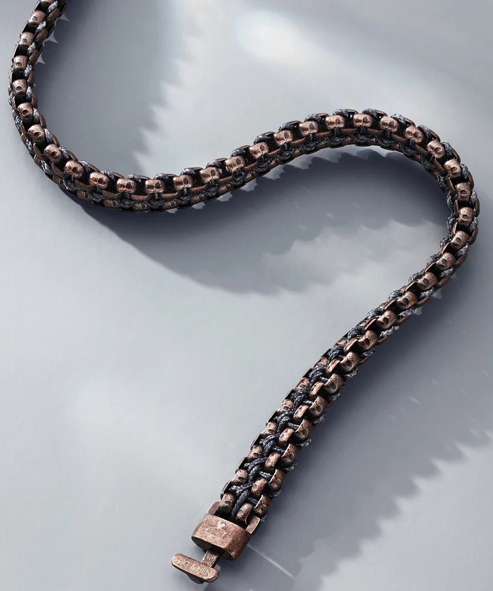 Pig & Hen catena venetian 7mm slate gray bronze bracelet detail (Slate Gray | Bronze)