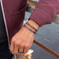 Pig & Hen catena venetian 7mm slate gray bronze bracelet styled on wrist (Slate Gray | Bronze)