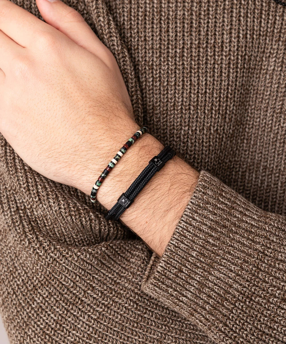 Pig & Hen Little Lewis DBL black black bracelet on wrist (Black | Black)