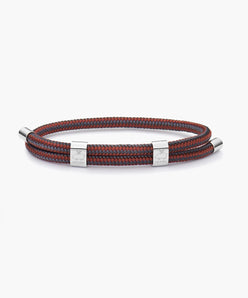 Pig & Hen Little Lewis DBL velvet red slate gray silver bracelet product view (Velvet Red - Slate Gray | Silver)