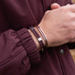 Pig & Hen Little Lewis DBL velvet red slate gray silver bracelet on wrist (Velvet Red - Slate Gray | Silver)