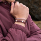 Pig & Hen Little Lewis DBL velvet red slate gray silver bracelet on wrist (Velvet Red - Slate Gray | Silver)
