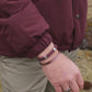Pig & Hen Little Lewis DBL velvet red slate gray silver bracelet on wrist (Velvet Red - Slate Gray | Silver)