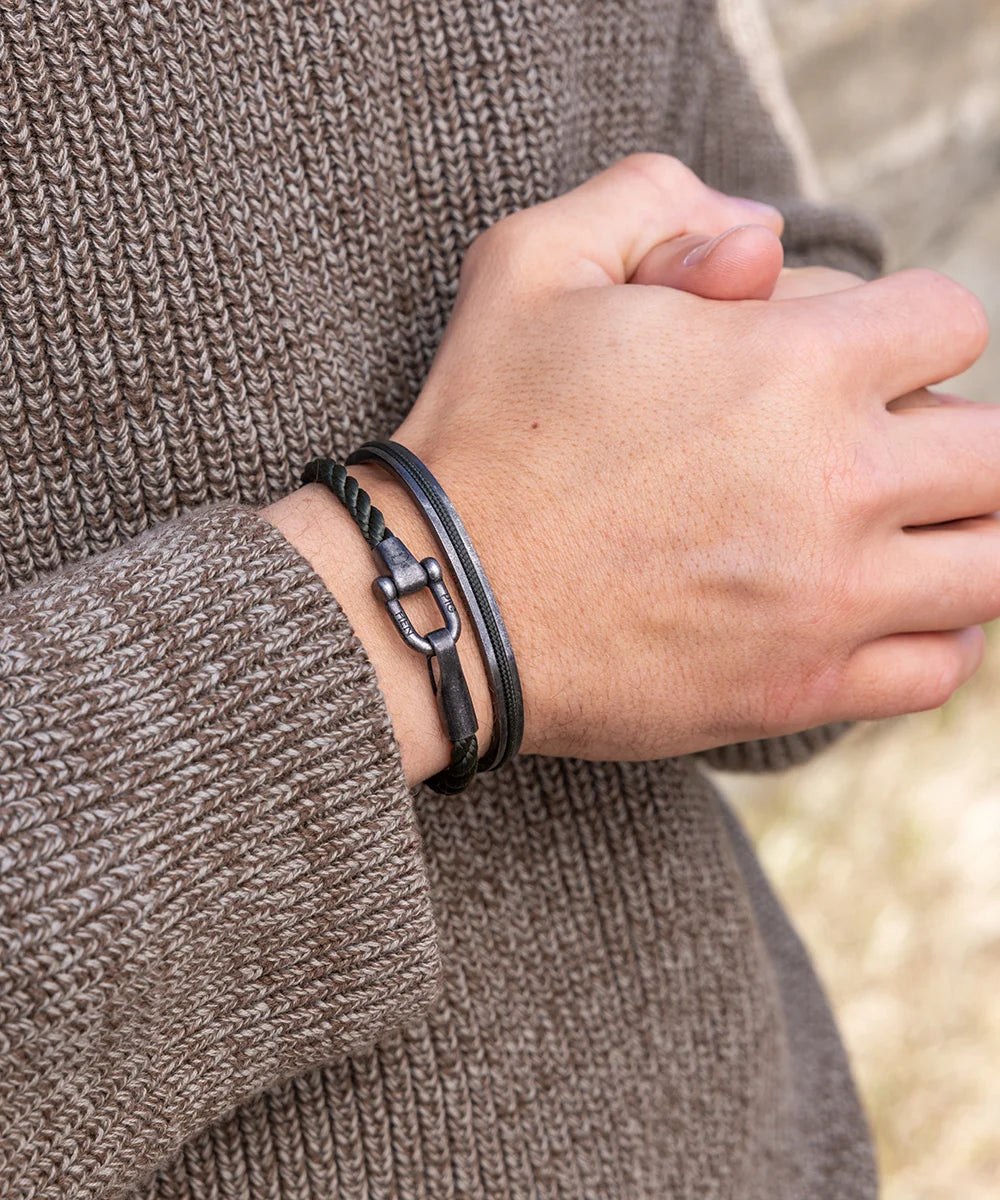 Pig & Hen lobster larry army vintage bracelet styled on wrist (Army | Vintage)