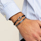Pig & Hen lobster larry navy silver bracelet styled on wrist (Navy | Silver)