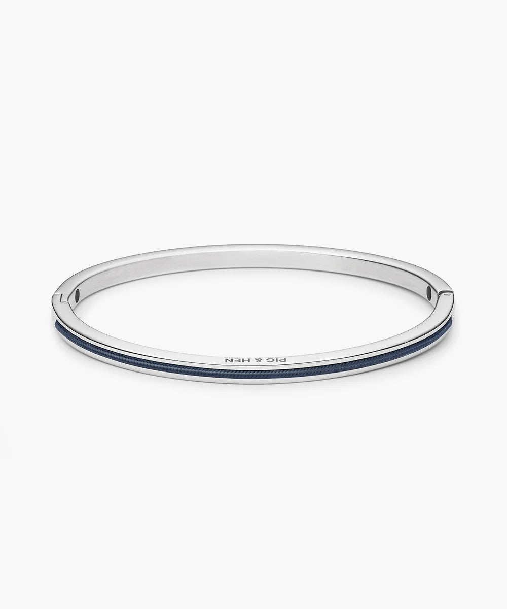 Pig & Hen navarch 4mm closed navy silver bracelet product view (Navy | Silver)