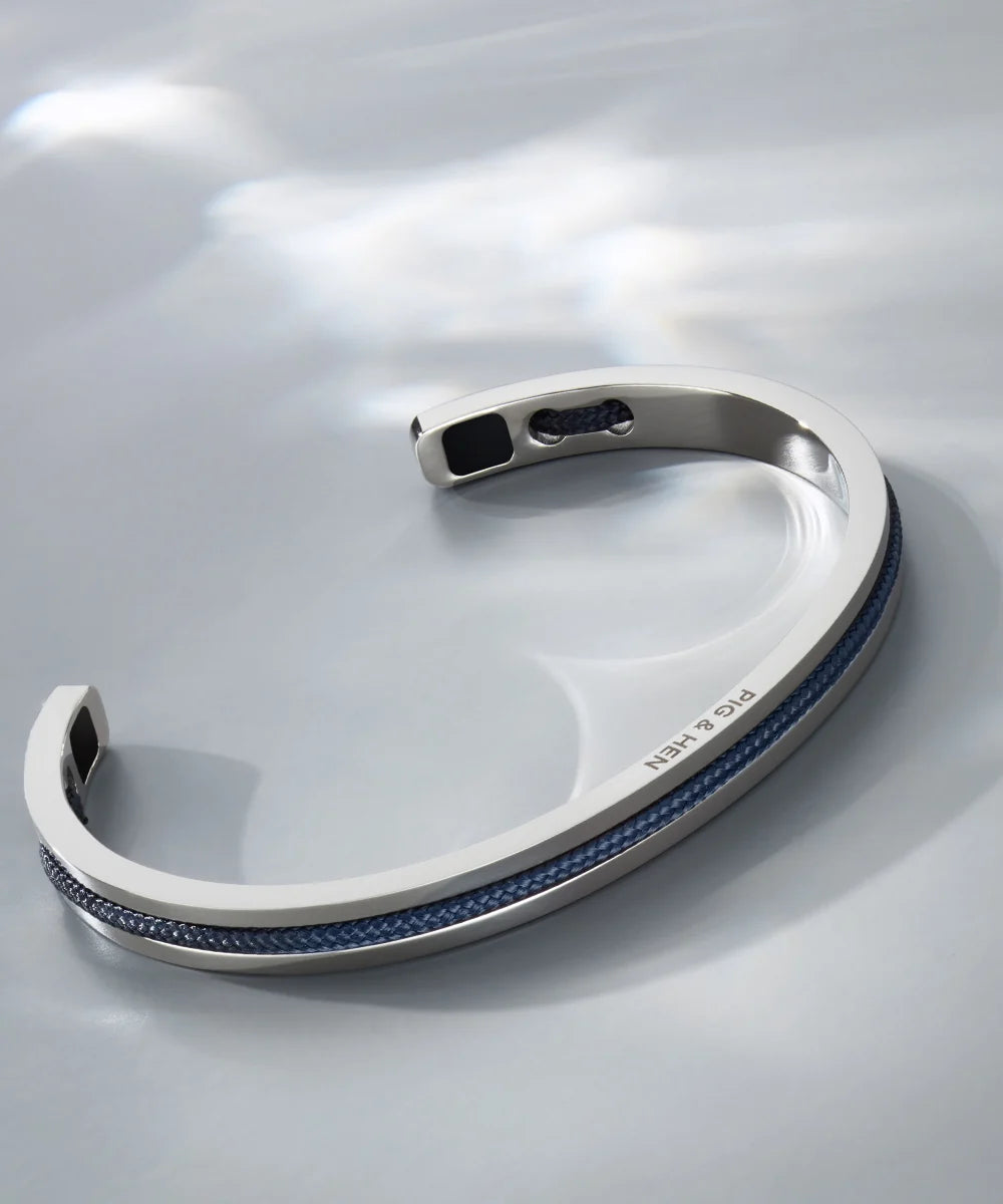 Pig & Hen navarch 6mm navy silver bracelet detail (Navy | Silver)