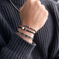 Pig & Hen navarch 6mm navy silver bracelet styled on wrist (Navy | Silver)