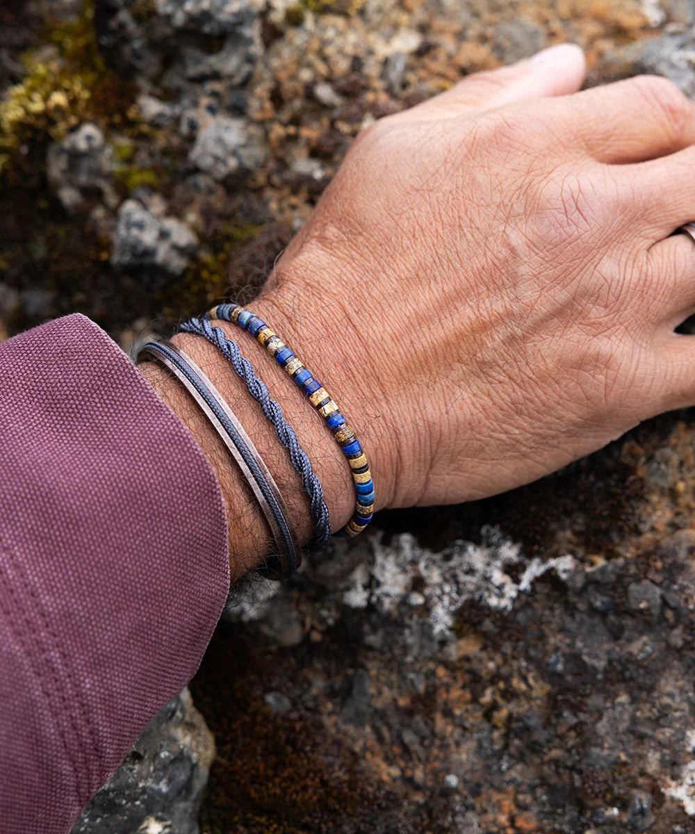 Pig & Hen navarch 6mm slate gray bronze bracelet styled on wrist (Slate Gray | Bronze)