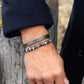 Pig & Hen Navarch 9mm Chevron Vintage bracelet styled on wrist (Chevron | Vintage)