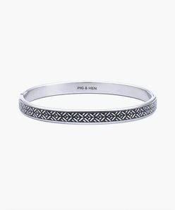 Pig & Hen navarch 9mm striato silver bracelet product view (Striato | Silver)