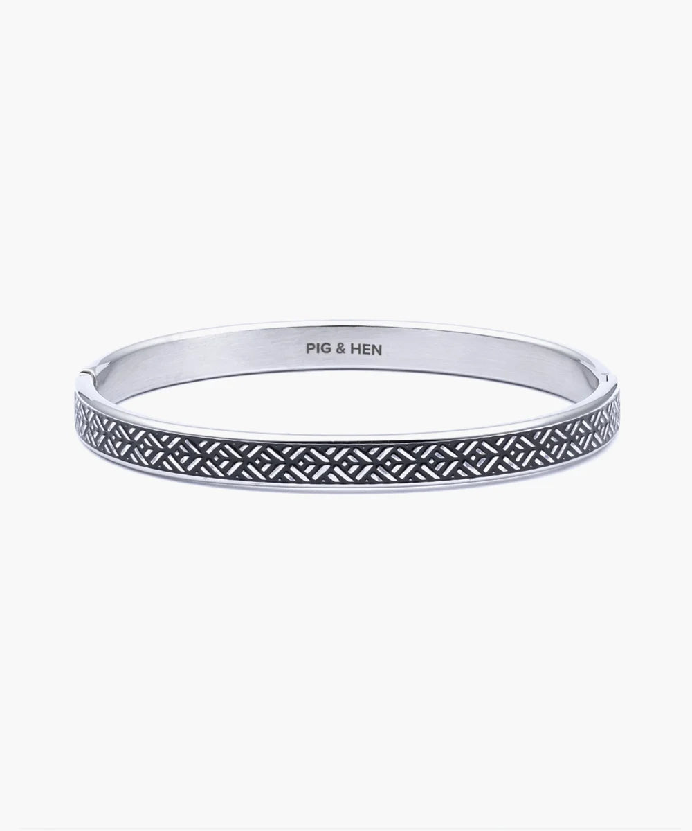 Pig & Hen navarch 9mm striato silver bracelet product view (Striato | Silver)