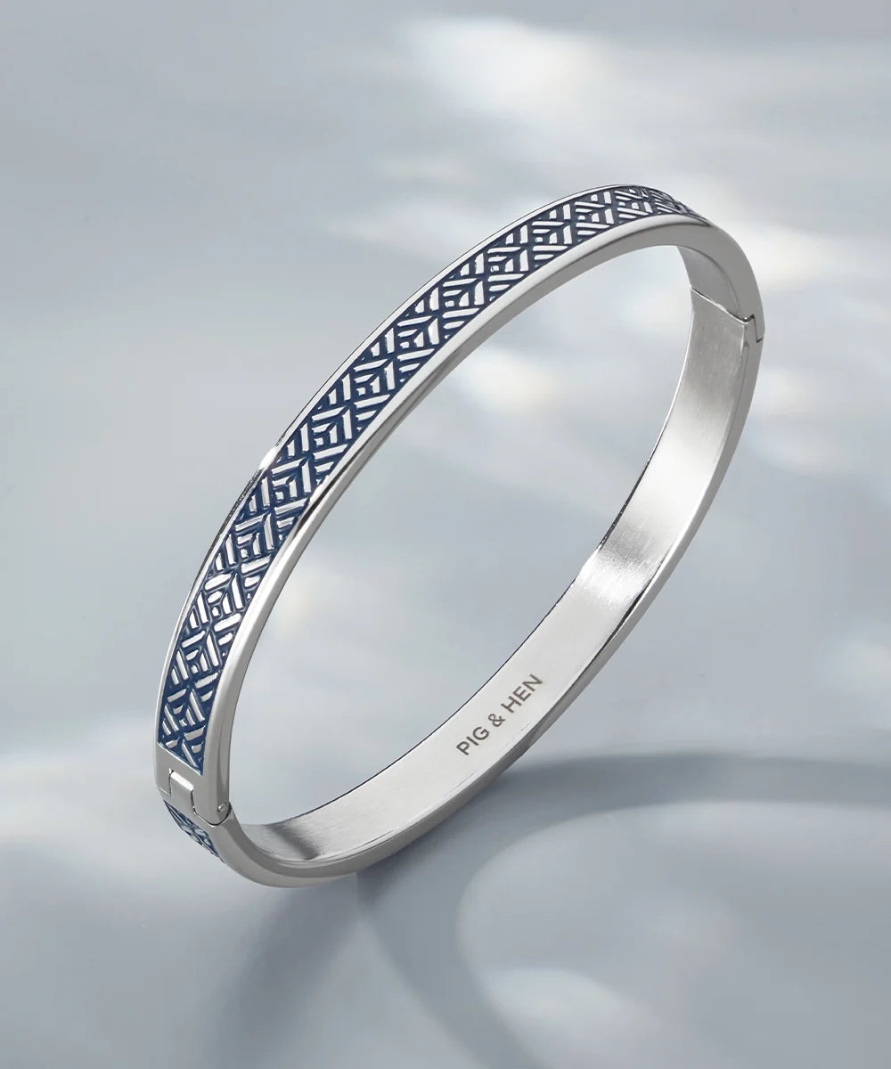 Pig & Hen navarch 9mm striato silver bracelet detail (Striato | Silver)