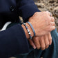 Pig & Hen navarch 9mm striato silver bracelet styled on wrist (Striato | Silver)