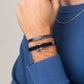 Pig & Hen vicious vik navy silver bracelet styled on wrist (Navy | Silver)