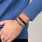 Pig & Hen vicious vik navy silver bracelet styled on wrist (Navy | Silver)