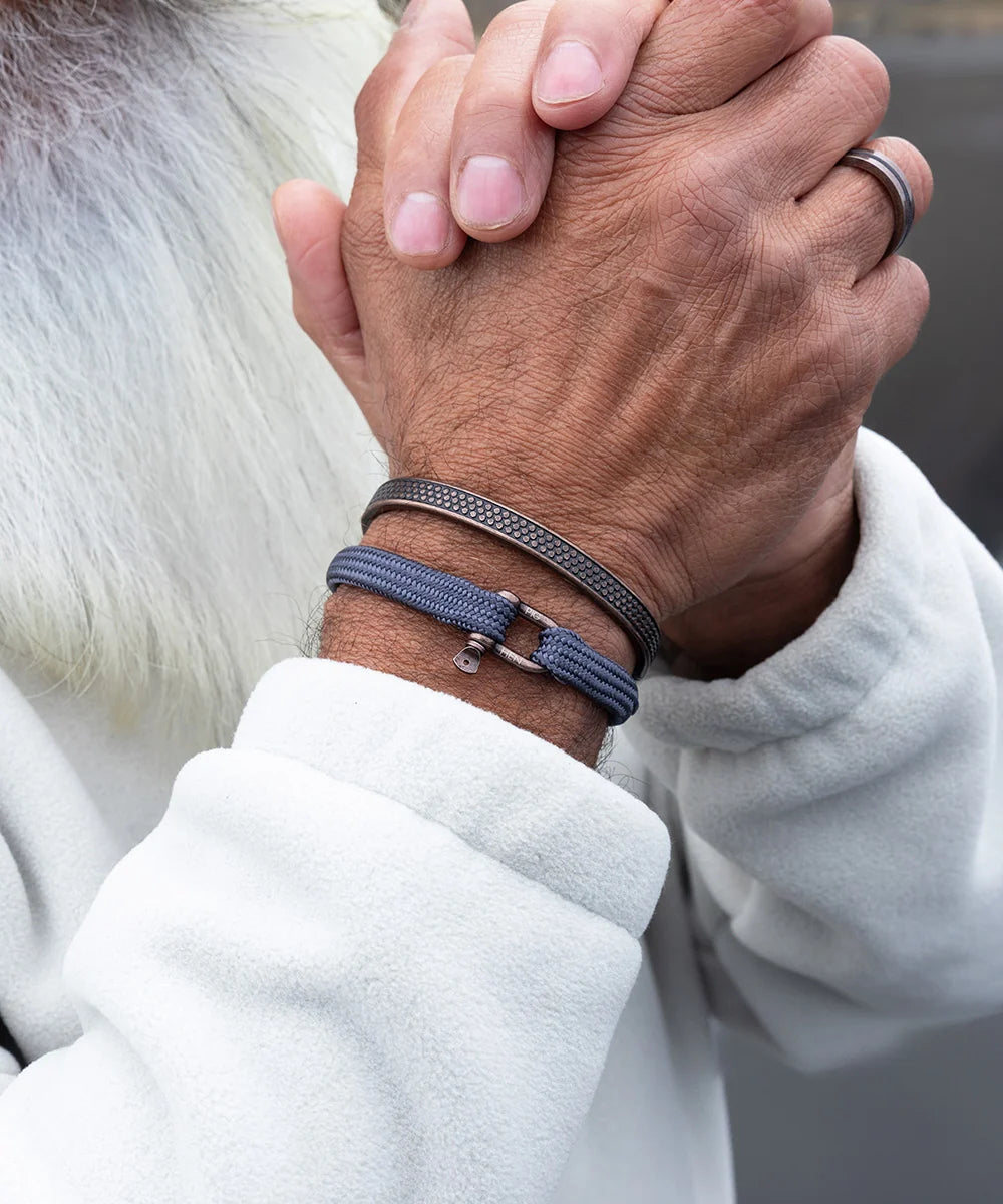 Pig & Hen vicious vik slate gray bronze bracelet styled on wrist (Slate Gray | Bronze)