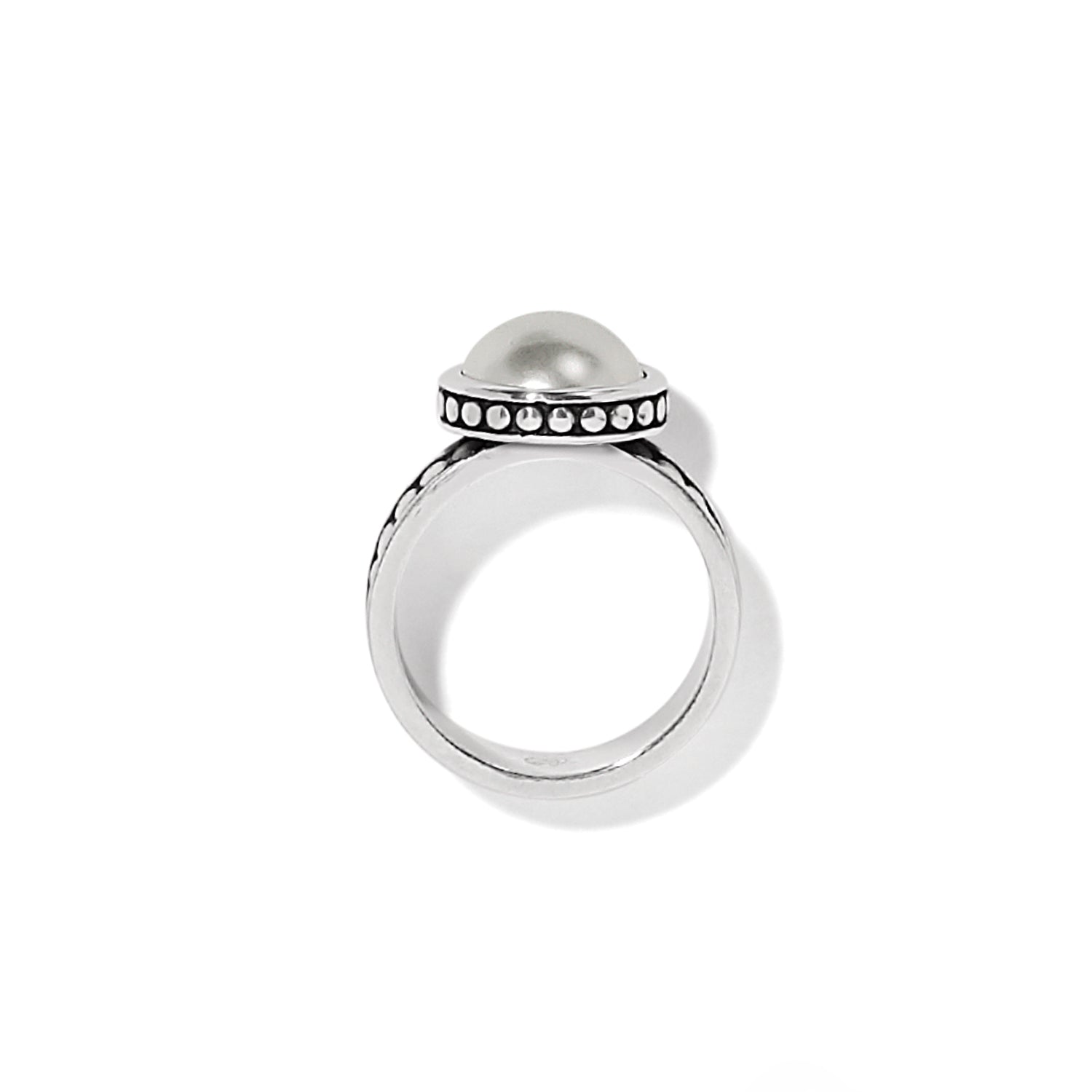 Pebble Dot Pearl Wide Band Ring