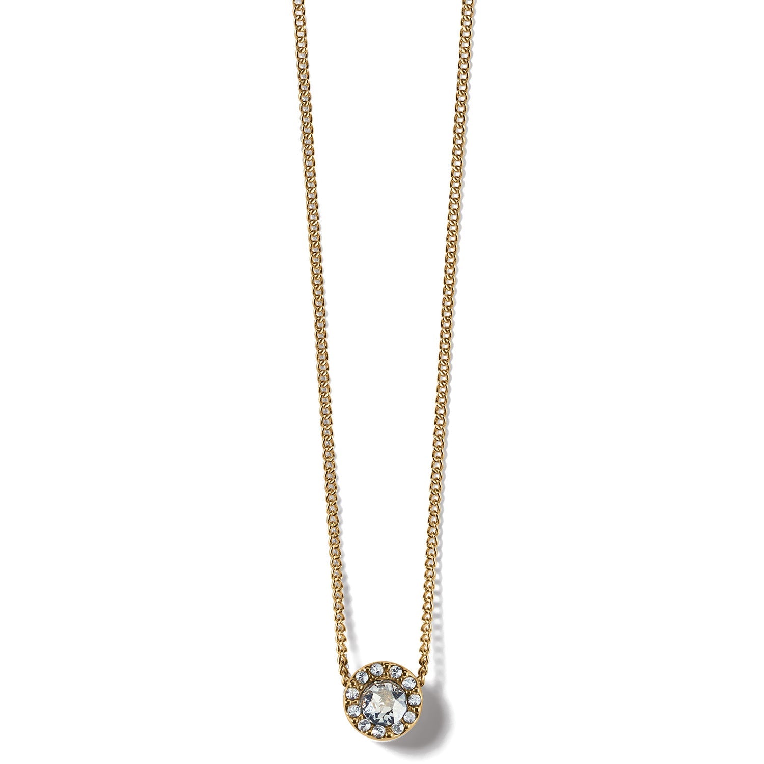 Illumina Mini gold Solitaire Necklace Front View