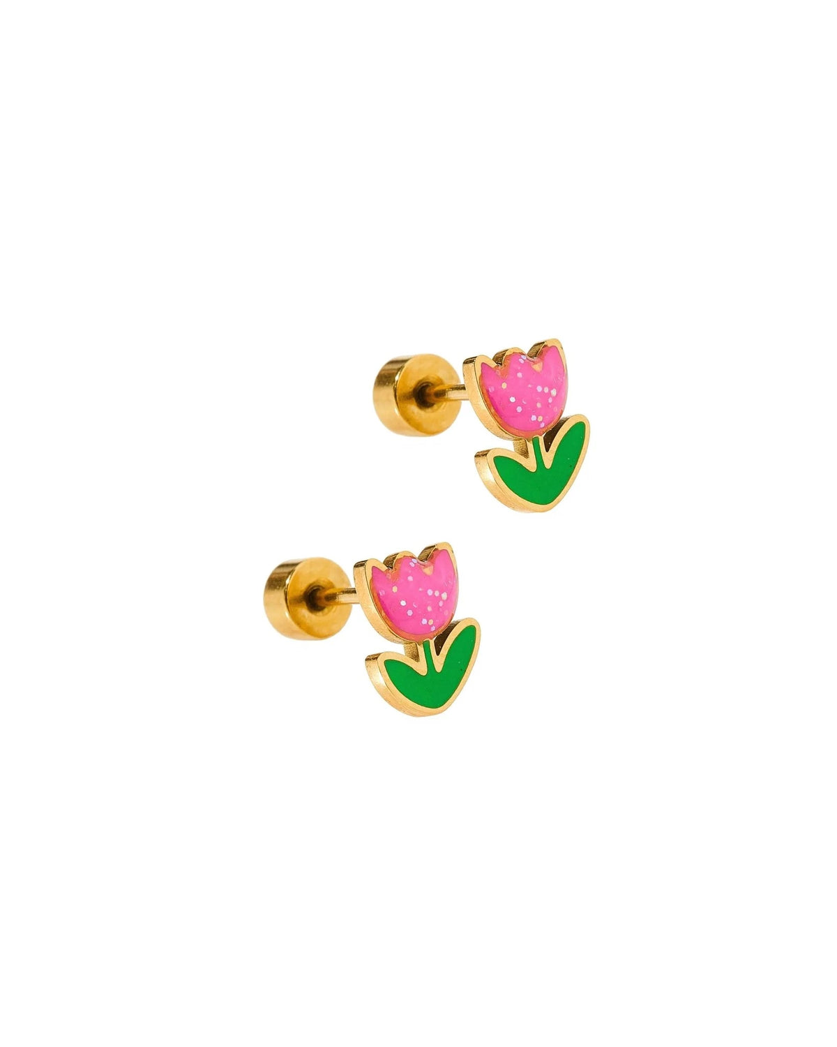 Screwback Stud Earrings - Tulip Pink