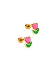 Screwback Stud Earrings - Tulip Pink