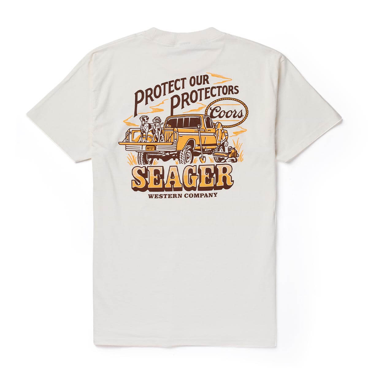 Seager x Coors Brush Truck Tee in Vintage White — back view