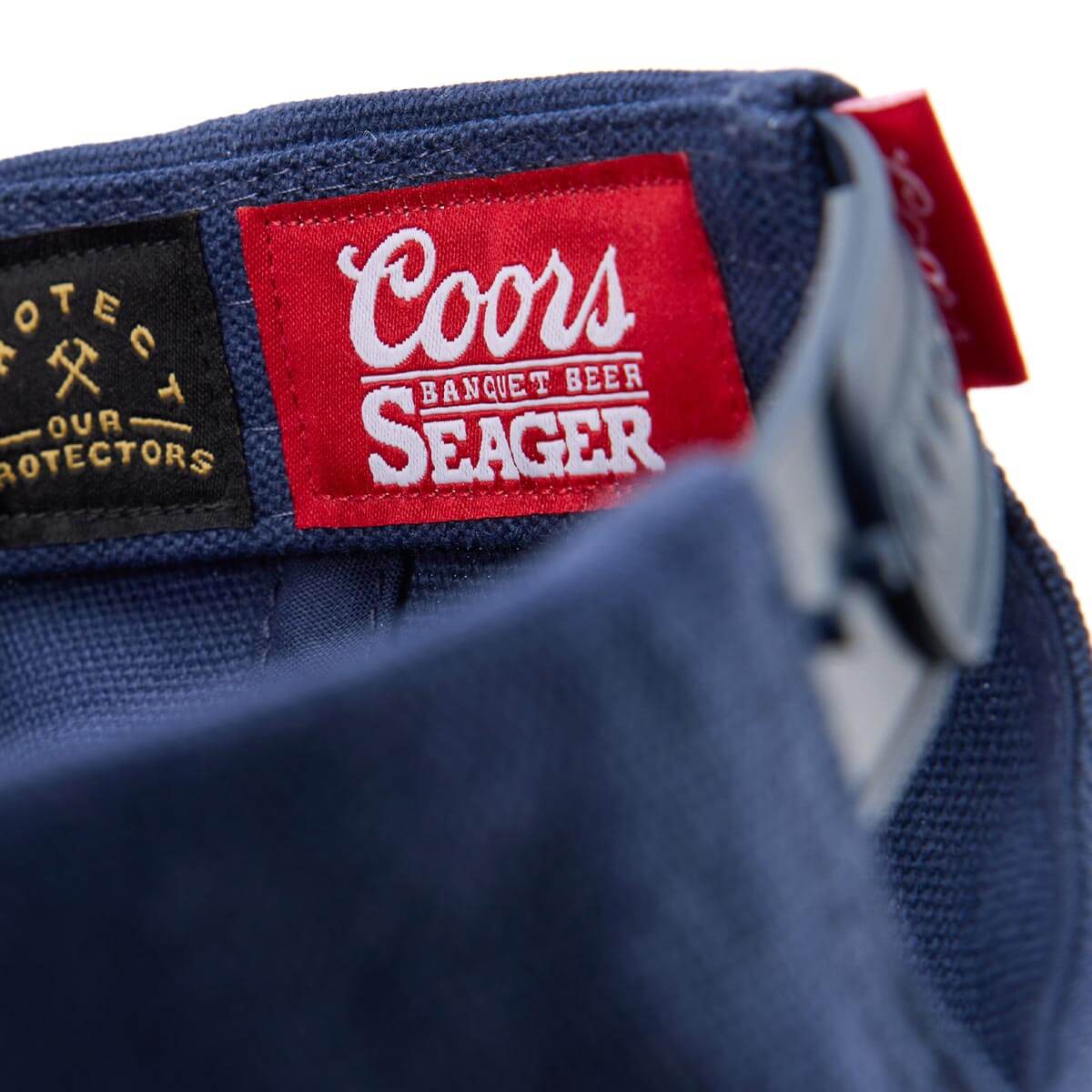Seager x Coors Eagle Snapback in Navy — interior labels