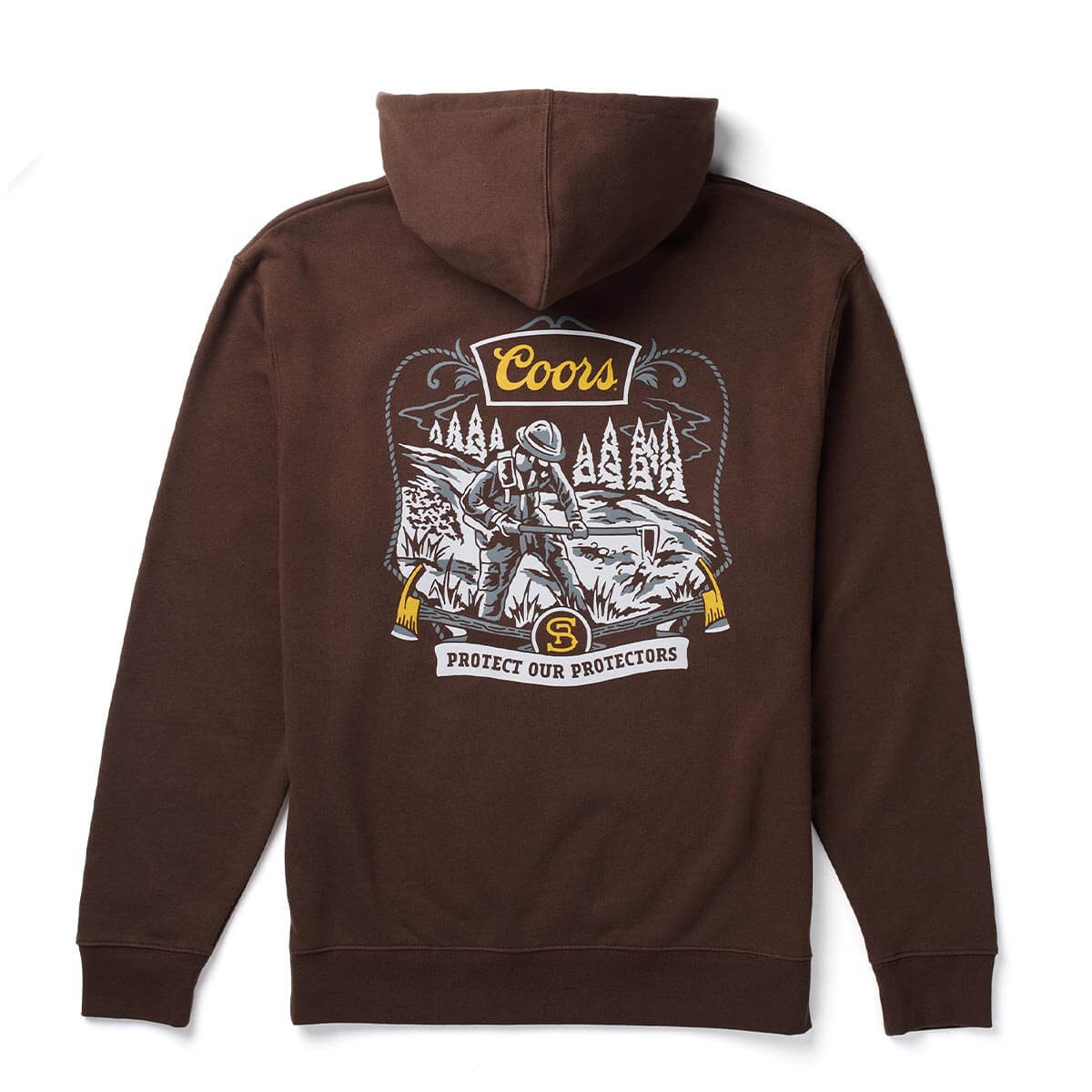 Seager x Coors Forest Line Hood in Brown — back view