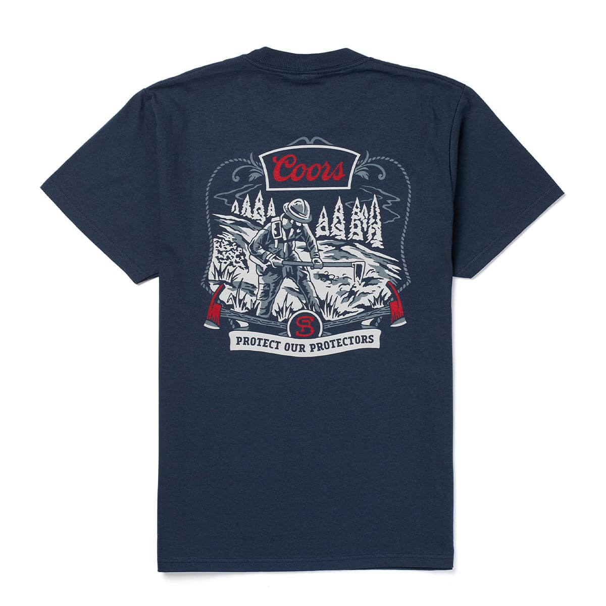 Seager x Coors Forest Line Tee in Navy — back view