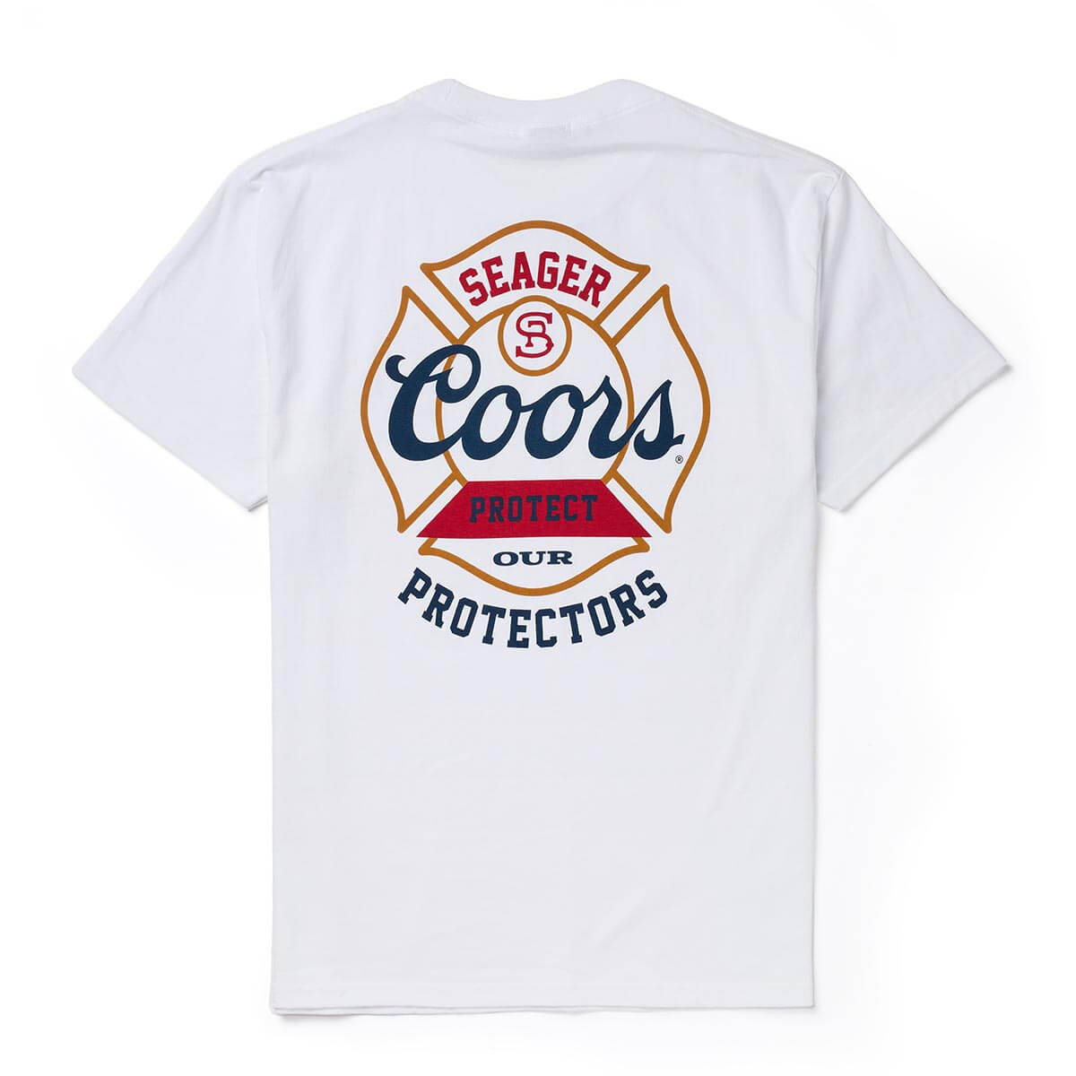 Seager x Coors Protectors Badge Tee in White — back view
