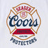 Seager x Coors Protectors Badge Tee in White — back graphic detail