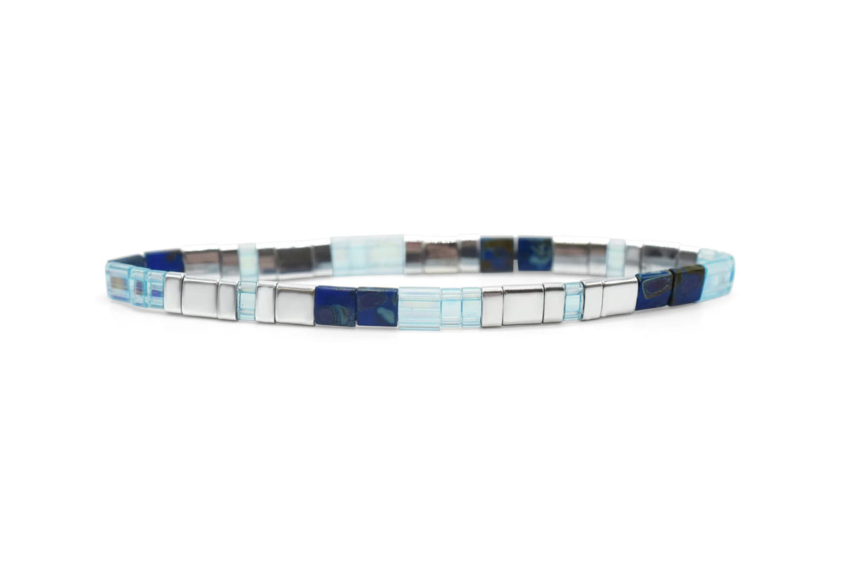 Skylar Paige - DREAM - Morse Code Tila Beaded Bracelet - Bonne Nuit Blue