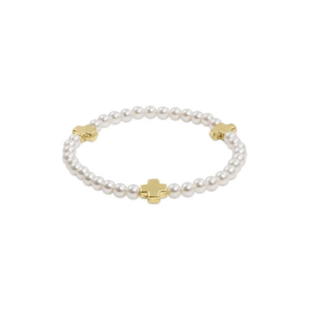 enewton Extends - Signature Cross Pearl Pattern 4mm Bead Bracelet