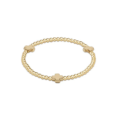 egirl Signature Cross Gold Pattern 3mm Bead Bracelet gold.