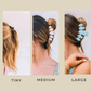 TELETIES - Hair clip size chart.