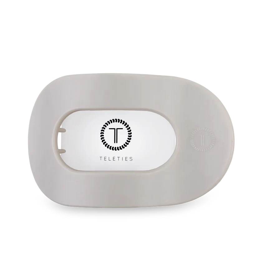 Teleties Large Flat Round Clip | Silver Flames