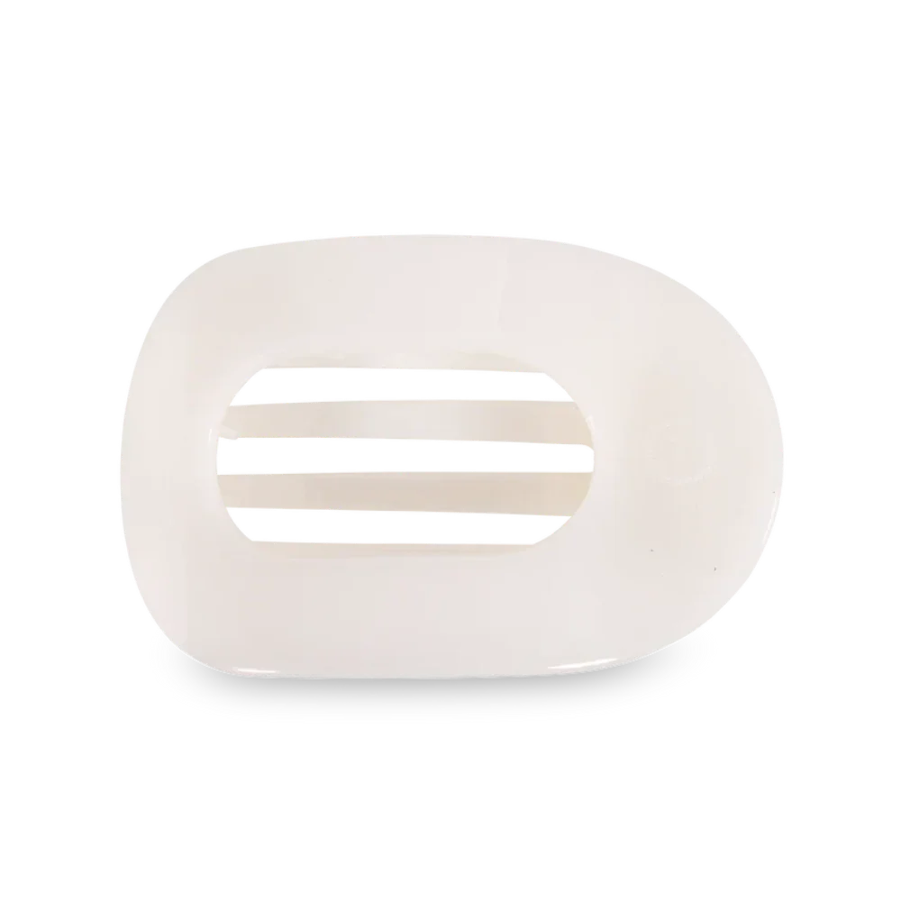 Teleties Medium Flat Round Hair Clip | Coconut White